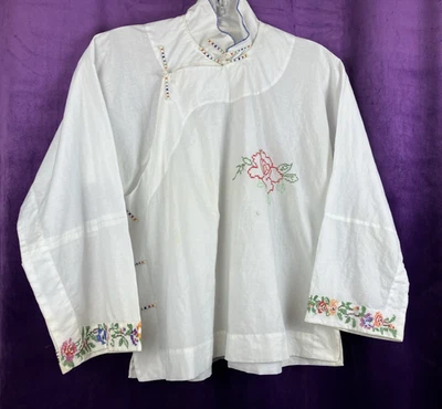 RARE Vintage Antique Chinese Cross Stitch Qipao Jacket Lt Qing Early ROC 20s 30s - Image 1 of 4