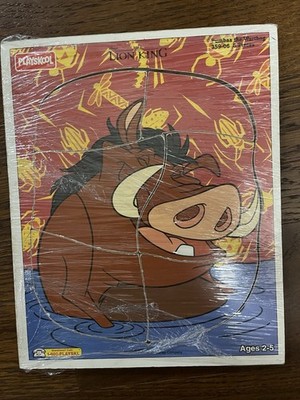 Vintage Disney The Lion King Playskool Wooden Puzzle Tray Pumba The Warthog