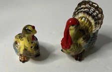 Vintage Ceramic Turkey Figurine Salt & Pepper Shakers Japan