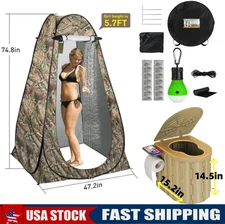 Portable Toilet for Camping with Pop-Up Privacy Tent and Liquid Waste Gel+LED