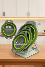 Basket Collapsible Colander Set of 3 Round Silicone Kitchen Strainer