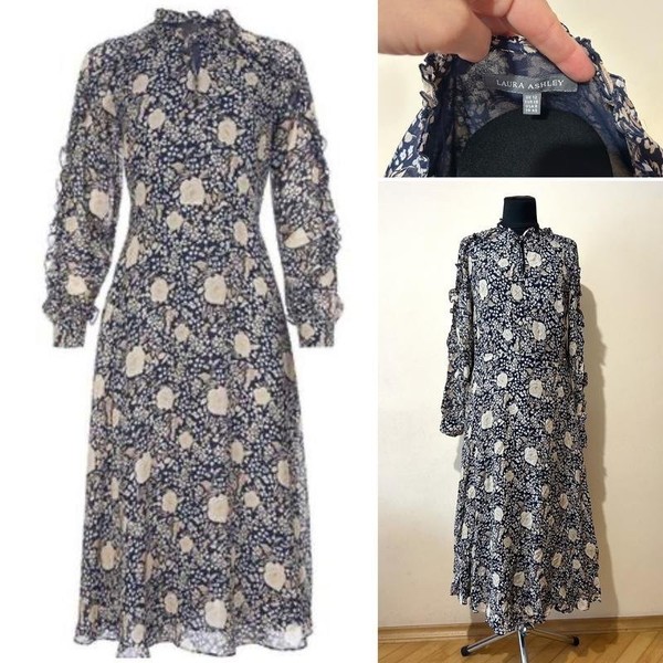 Women Laura Ashley Dress Beige Viscose 38 / M / 46 #A3P6