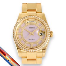 Rolex DayDate 36 Carousel Lavender Jade 118348 Gold Men’s Watch