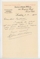 1912 London Auctioneer Letter R B Sim Son Forest Gate Romford Road Estate Office