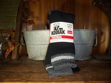 KODIAK MENS COTTON THERMAL SOCKS GRAY BLACK 2 PAIRS SIZE 7-12 WINTER SOCKS NEW