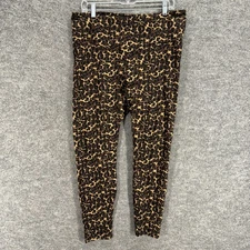 NoBo Activewear Leggings Women 2XL Brown Animal Print Capri Cotton High Rise