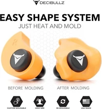 Decibullz Custom Molded Earplugs (Orange) NRR 31