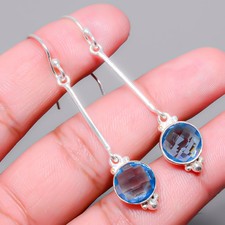 Tanzanite Quartz 925 Silver Plated Israeli Earring 2.34