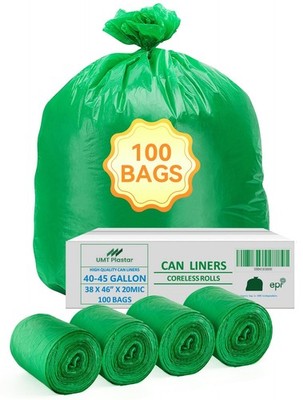 UMT Plastar 100 Count Compostable Trash Bags 40-45 Gallon, 20 Micron Heavy Du...