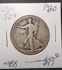USA 1920 50 cents Walking Liberty half dollar  old silver coin  #4488