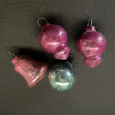Vintage Antique Mercury Glass Small Feather Tree Christmas Ornaments