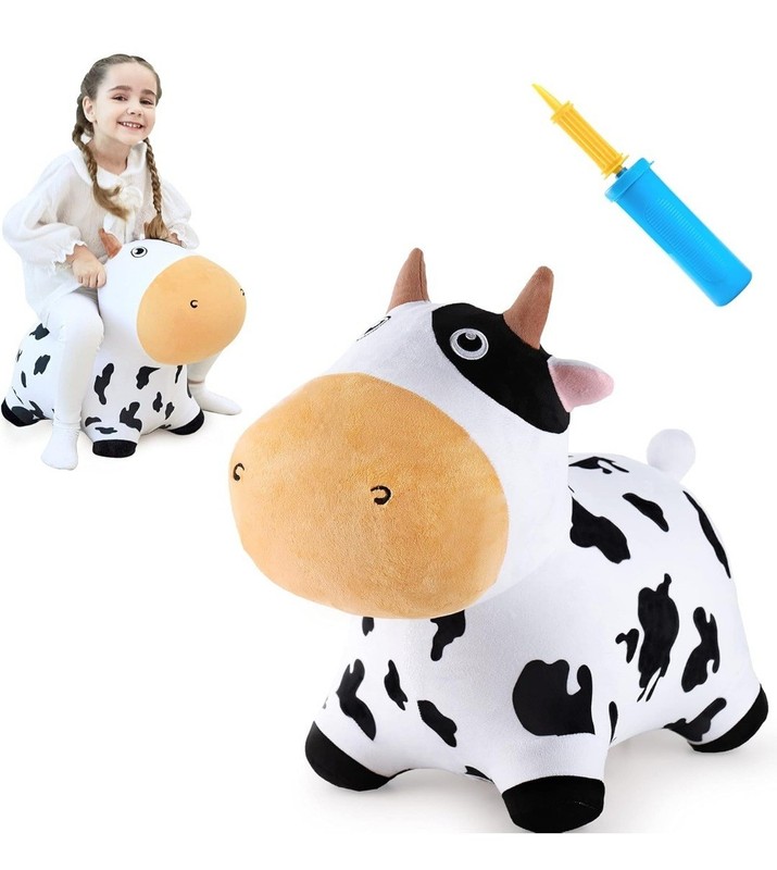 Bouncy Pals Inflatable Cow Ride On Toy Bounce Cow Farm