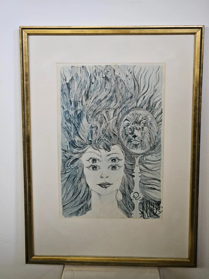 Maître Leherb (1933–1997): Frauenkopf mit dem Sternzeichen "Löwe" - Bild 2 von 4