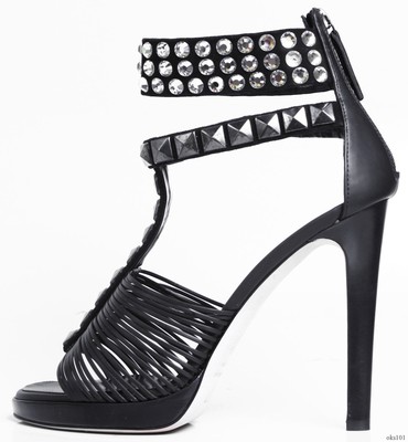 Giuseppe ZANOTTI open-toe shoes JEWELED cuff STUDDED T-strap back