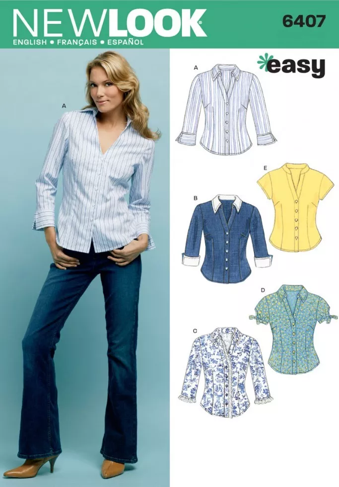New Look Ladies Sewing Pattern 6407 Shirts Blouses NewLook 6407