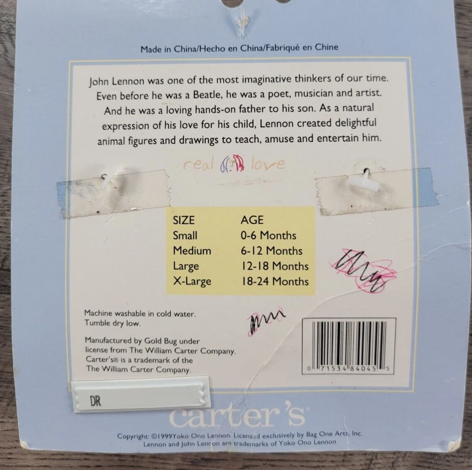 Baby Boy Girl New Carter's Vintage Size Small 0-6 Month John Lennon Blue Slipper - Image 2 of 3