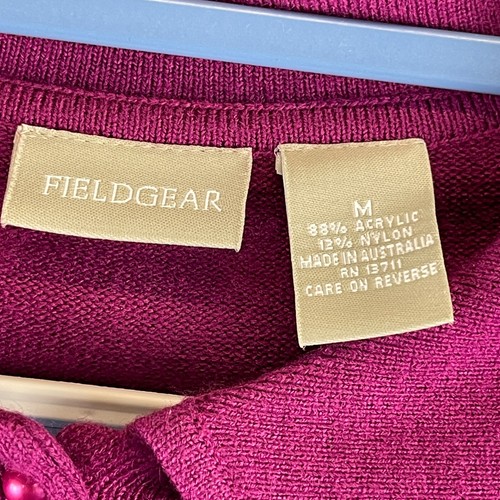 Fieldgear Sweater Womens M Berry Button Up Cardigan Peter Pan Collar Rockabilly - Picture 7 of 9