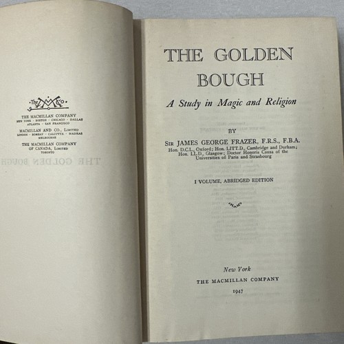 The Golden Bough by J.G. Frazer, VG 1947  1-volume abridged edition - Zdjęcie 3 z 3