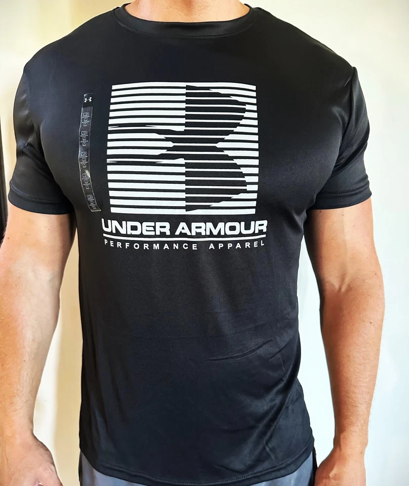 UA Under Armour Men's Block Logo Tee Top Athletic Muscle Gym Shirt New With Tags
