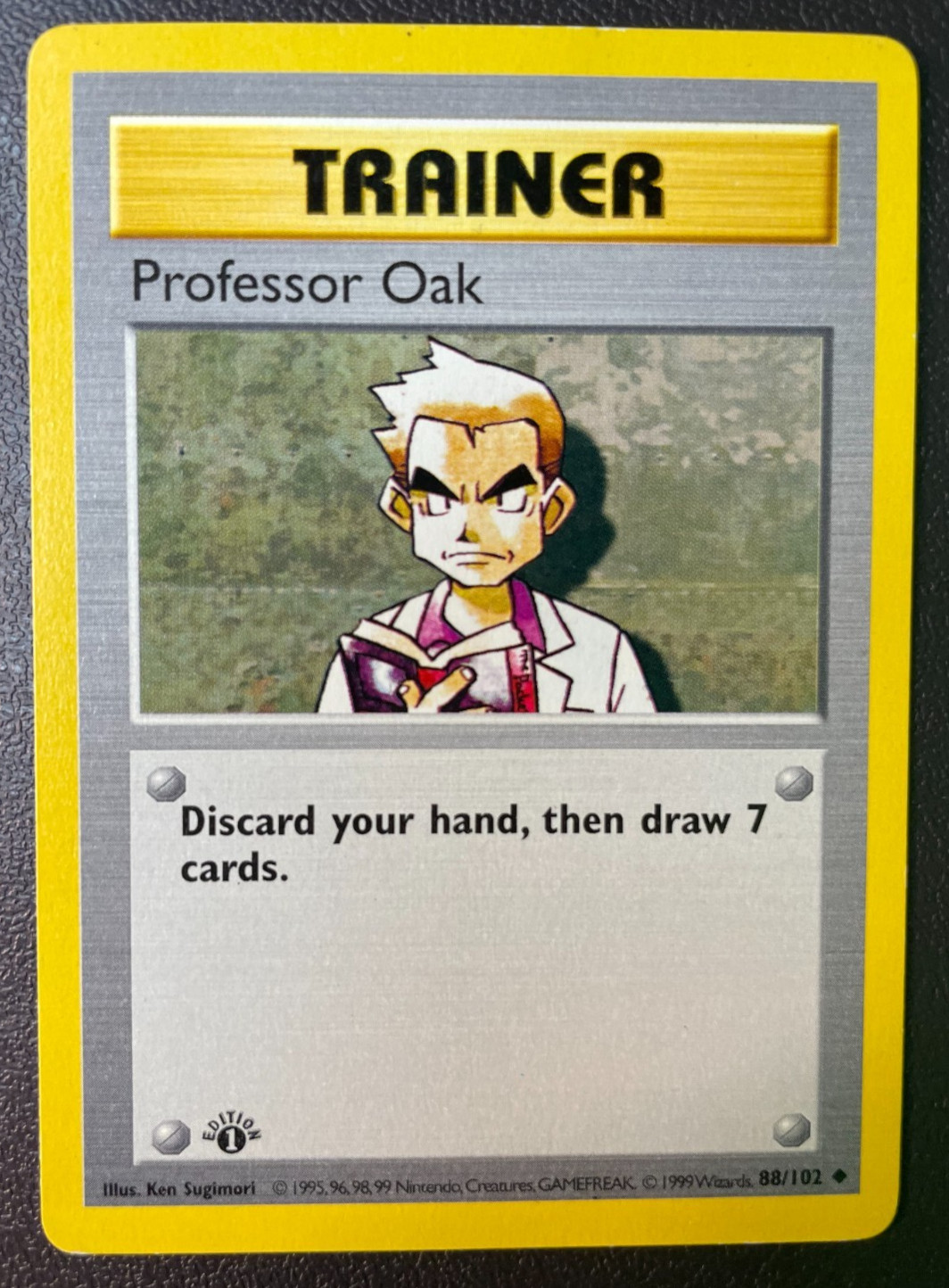 Professor Oak 88/102 1st Edition Base (shadowless) Set Pokemon Card LP