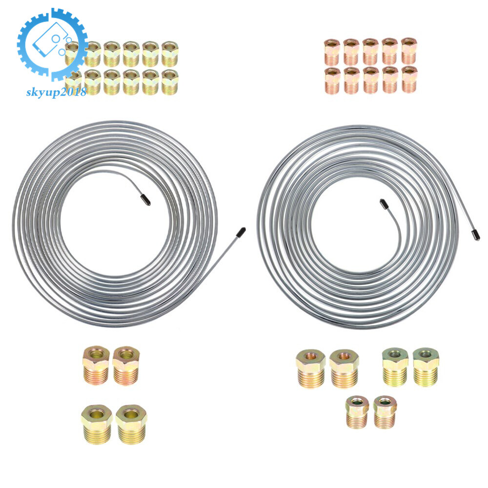 25 Ft. of 3/16 and 1/4 16＆16 Fittings ZincCoated Brake Line Tubing Kit