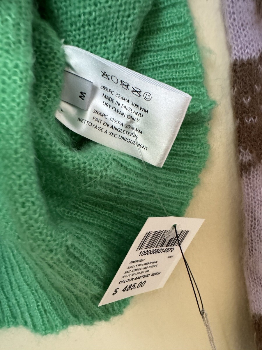 Ashley Williams New Sad Teddies Sweater Jumper Knit Multicolor