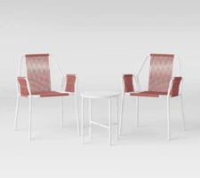 PROJECT 62 FISHER 3-PIECE PATIO CHAT SET, MAUVE/WHITE