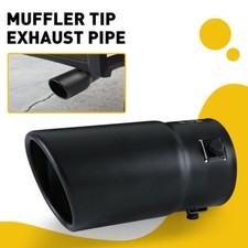 Black Car Stainless Steel Rear Exhaust Pipe Tail Muffler Tip Round Accessories