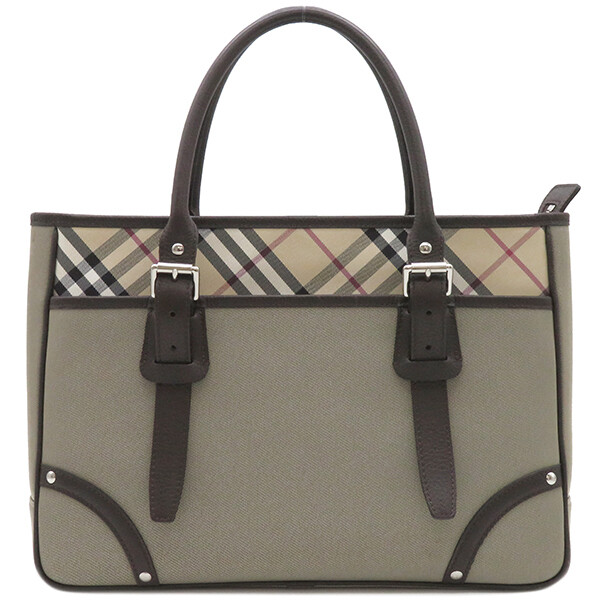 Burberry Tote Bag Nova Check Canvas Beige Handbag Used