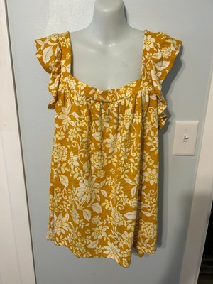NWT Lauren Conrad Floral Multi-Color Ruffle Sleeve Tank Top        Plus Size 1X