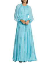 ALEXANDER MCQUEEN Chiffon Long-Sleeve Open-Back Gown