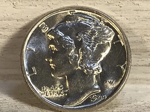 1944-P Bright White BU Silver Mercury Dime with Luster. FSB? Free Shipping. ZZ