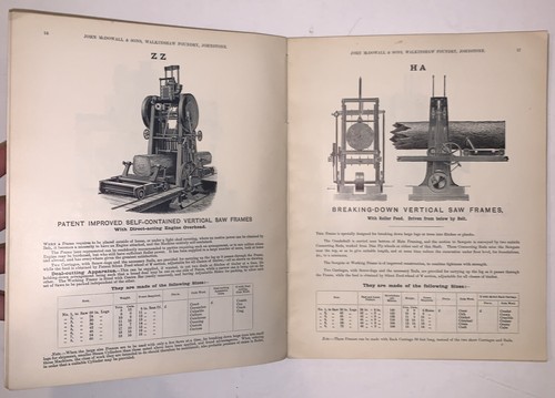 19th CENTURY TRADE CATALOG, WOOD WORKING MACHINERY, JOHN MCDOWALL & SONS - Picture 9 of 12