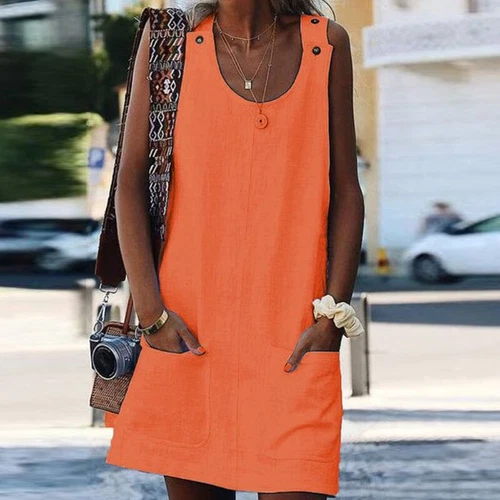 Women Beach Casual Dress Strap Mini Sundress Boho Summer Ladies Loose Midi Gown - Bild 8 von 22