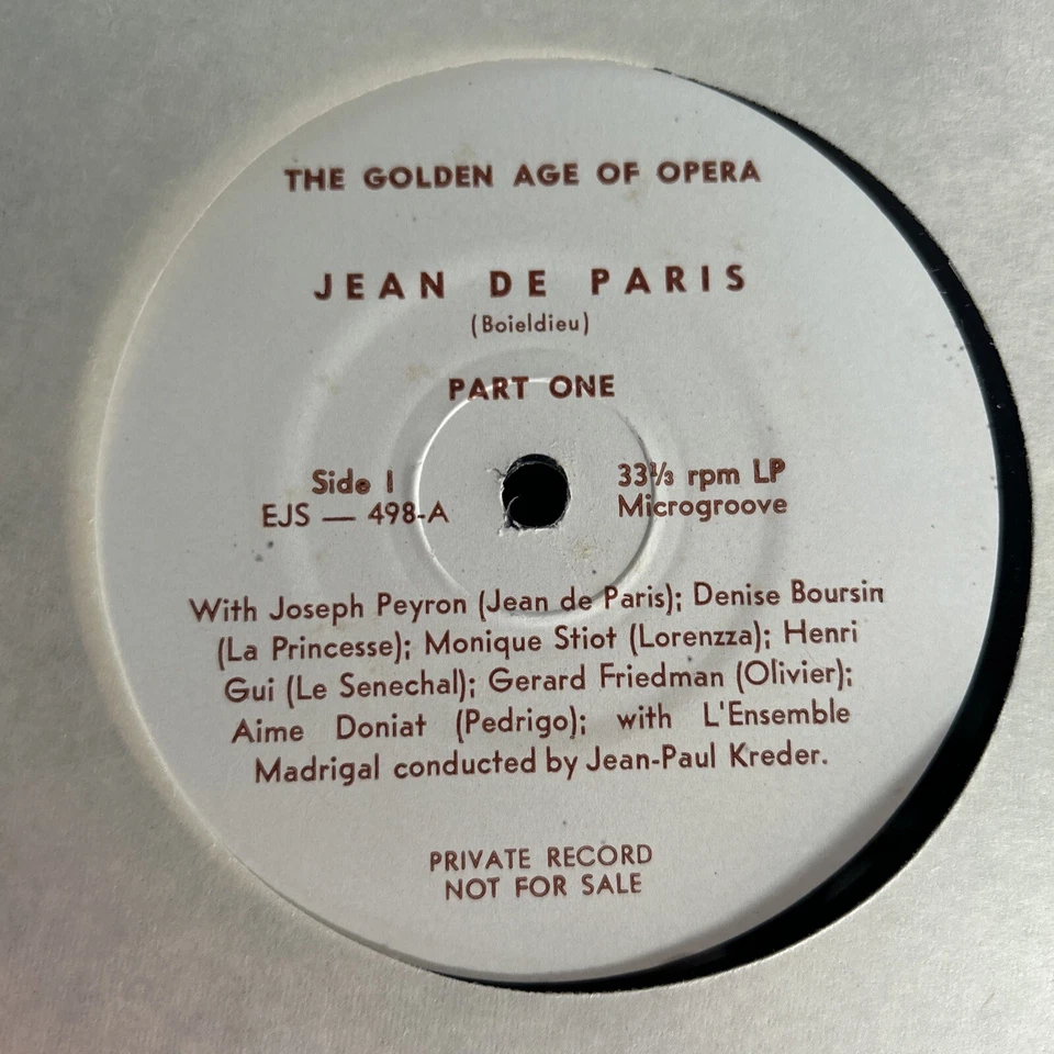 JEAN DE PARIS EJS 498 THE GOLDEN AGE OF OPERA PRIVATE RARE VTG #109 Foto 2 de 2