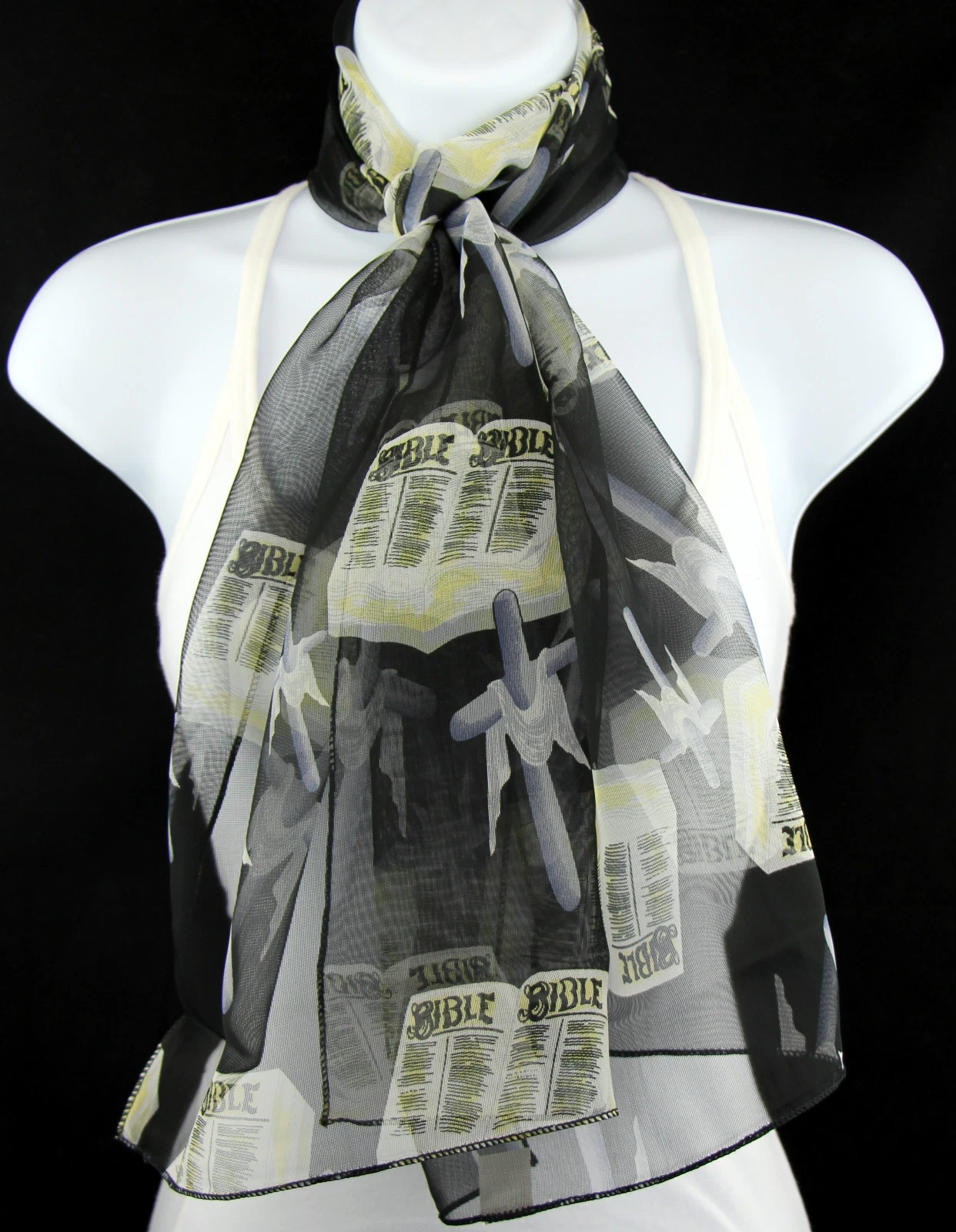 Foulard femme Sainte Bible croix chrétien religieux cadeau église foulards noirs 