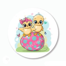 Two Cute Chicks in Easter Egg Favors Scrapbook Stickers Envelope Seals