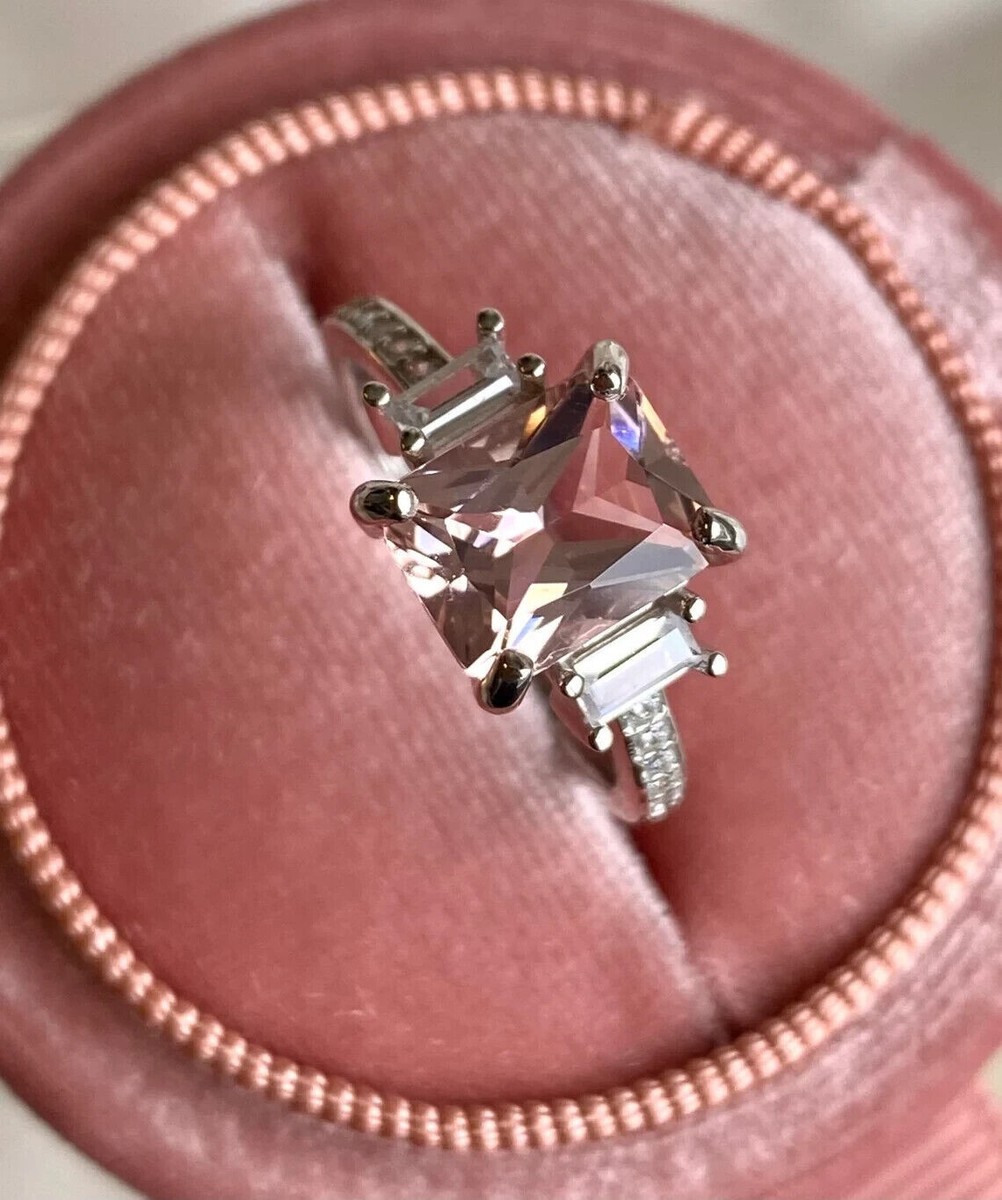 Ct Emerald Real Morganite Diamond Engagement Ring 14K Solid