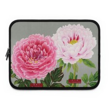 Pink Peonies Vintage Flowers Decorative Art 13" Zipper Laptop Sleeve