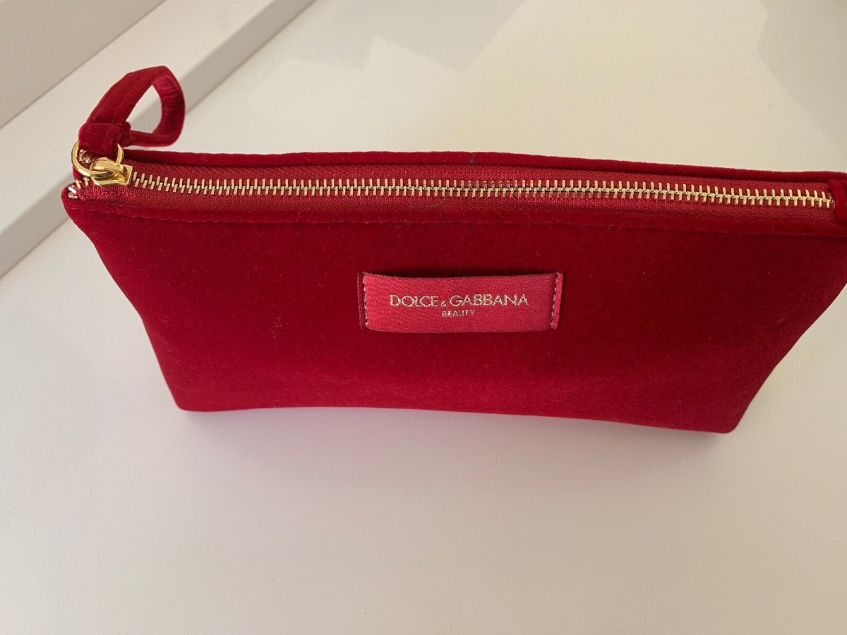 DOLCE & GABBANA Makeup Cosmetic Red Velvet Zippered Pouch