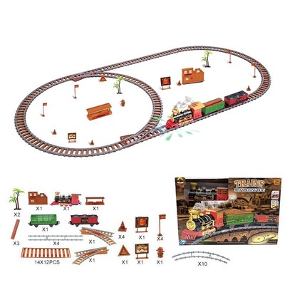 220PCS Model Toy Steam Train Track With Sound Smoke Lights Steam Locomotive NEW