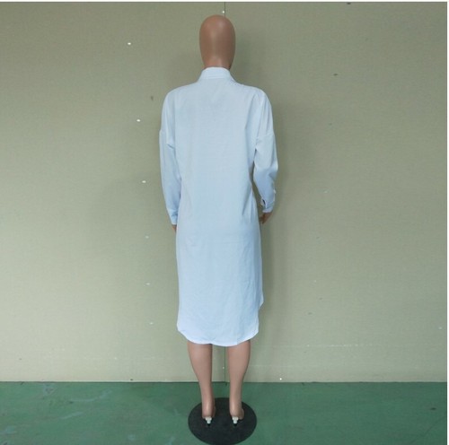 D-Women-Pockets-Spliced-Irregular-Shirt-Button-UP-Long-Sleeve-Loose-Midi-Dress