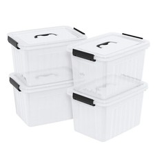 25 Quart Clear Storage Boxes with Handles, Plastic Storage Latch Bins, 4 Pack