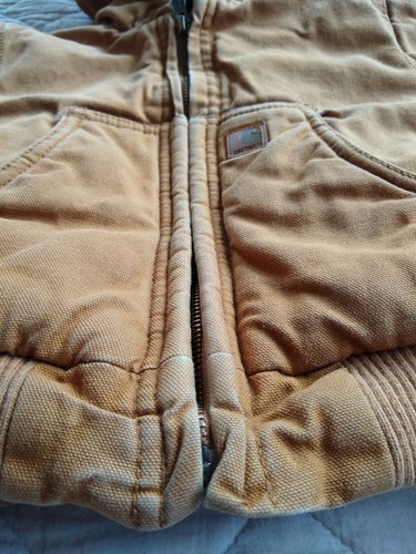 Carhartt Toddler Tan brown Lined Jacket sz 2T zip hood quilted lining - Picture 7 of 13