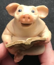 Holland Studio Crafts Pigtails Reading Pig 3” excellent used condition