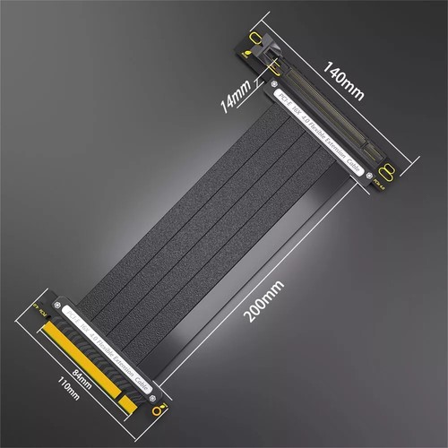 Câble d'extension PCIE 4.0 à 90 degrés Câble Riser GPU haute vitesse 16x blindé - Afbeelding 2 van 9
