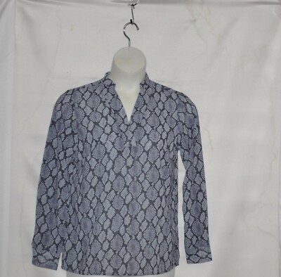 Joan Rivers Silky Python Print V-Neck Blouse Size 20W Grey