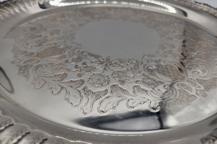Vintage Silver Electroplated Tray Victorian Plate Lead Mounts EP