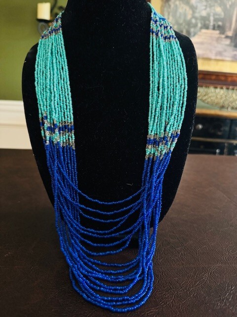 Beaded Long Multi Strand Waterfall Statement Neck… - image 4