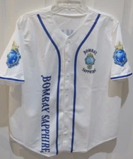 Bombay Sapphire Gin Baseball style jersey men's size Large NWOT white blue